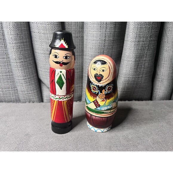Russian Nesting Dolls Lot Women Man Chef Handpainted Mixed - Picture 4 of 16
